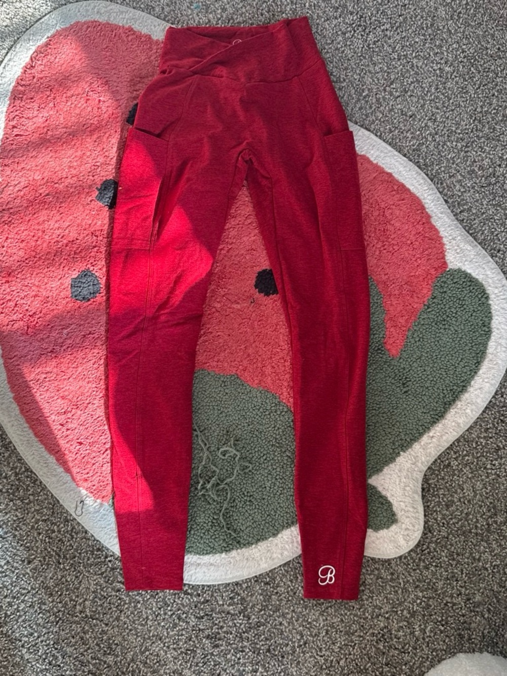 Bombshell Sportswear Red High-Waist Active Leggings with Side Pockets